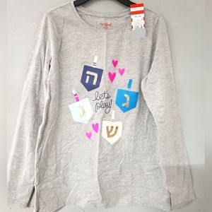 Cat & Jack "Let's Play" Long Sleeve T-shirt in Heather Gray Size XXL(18) NWT